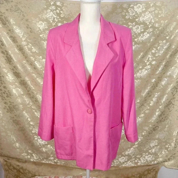 Vintage Bobbie Brooks Barbie Pink 80s Blazer Size L - Picture 1 of 7